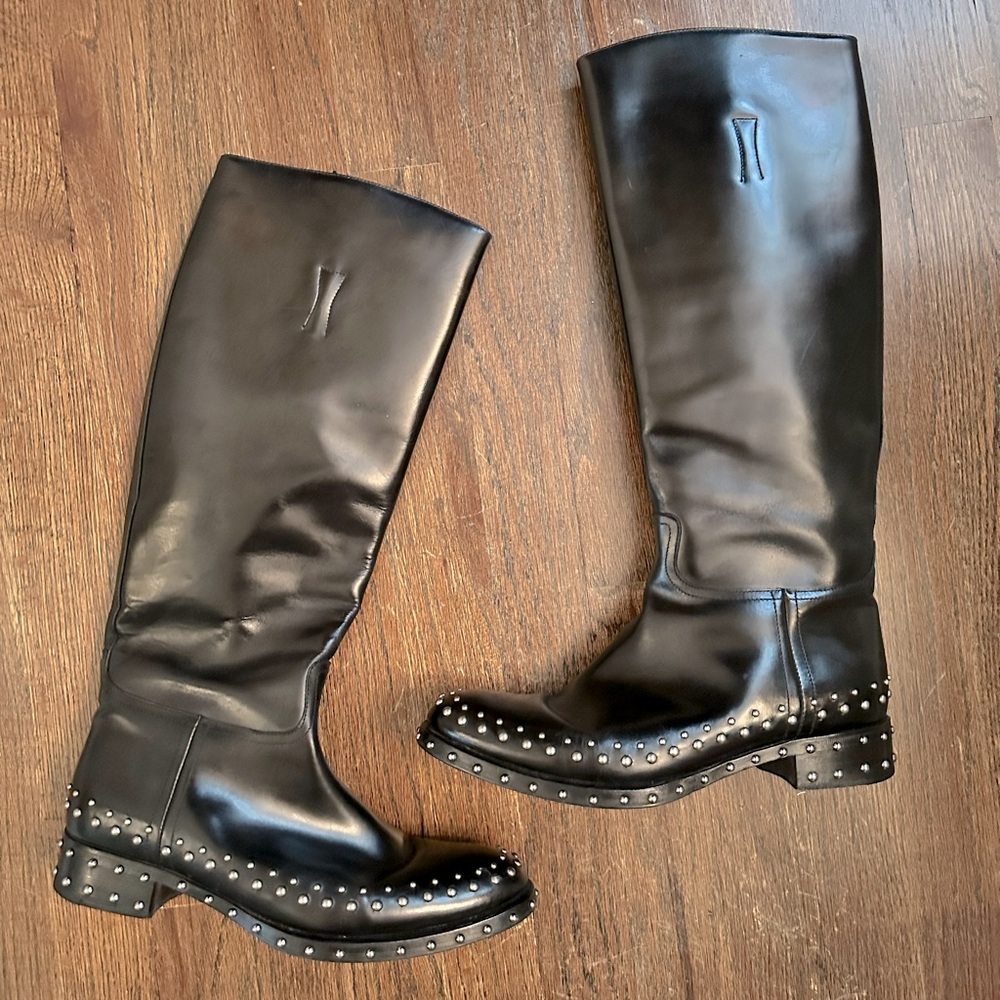 Prada leather boots with studs, 37.5,